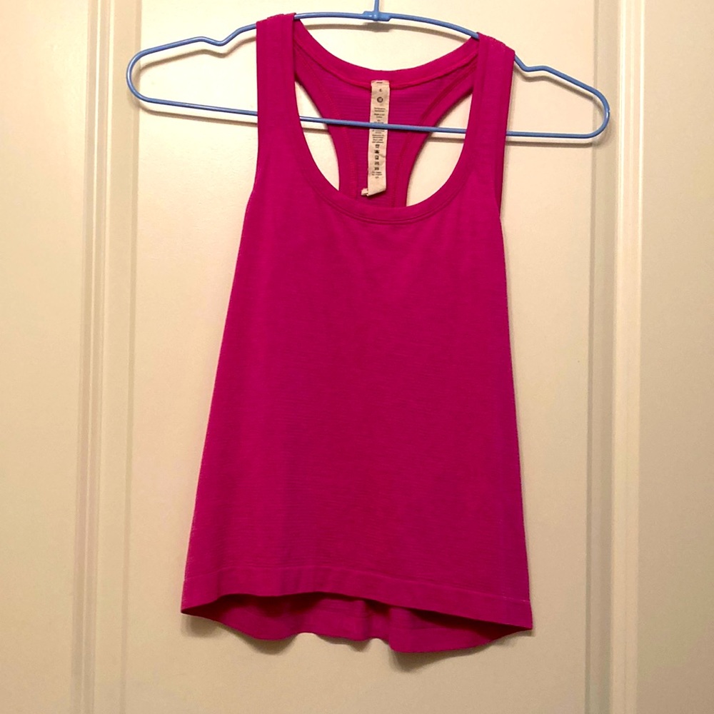 Lululemon race-length swiftly tank, size 6, pow pink